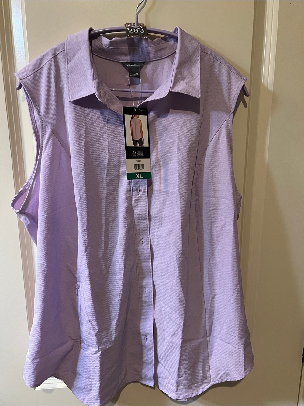 Eddie Bauer Sleeveless Button-Front Shirt in Light Lavender H293 - Picture 1 of 12